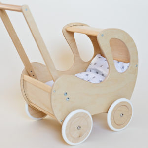 Drewniany wózek dla lalek Retro - naturalne drewno