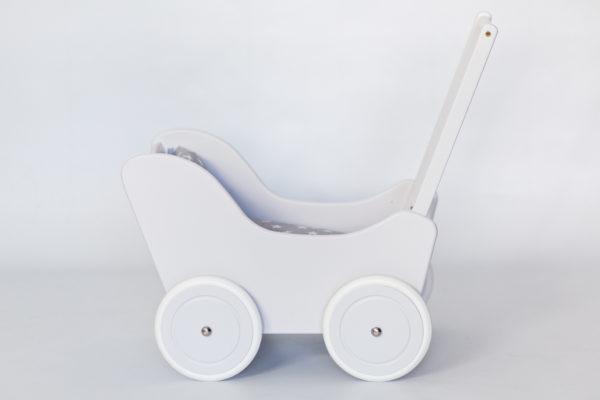 Drewniany wózek dla lalek - pchacz Tola - biały