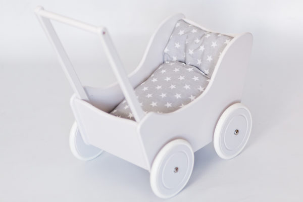 Drewniany wózek dla lalek - pchacz Tola - biały